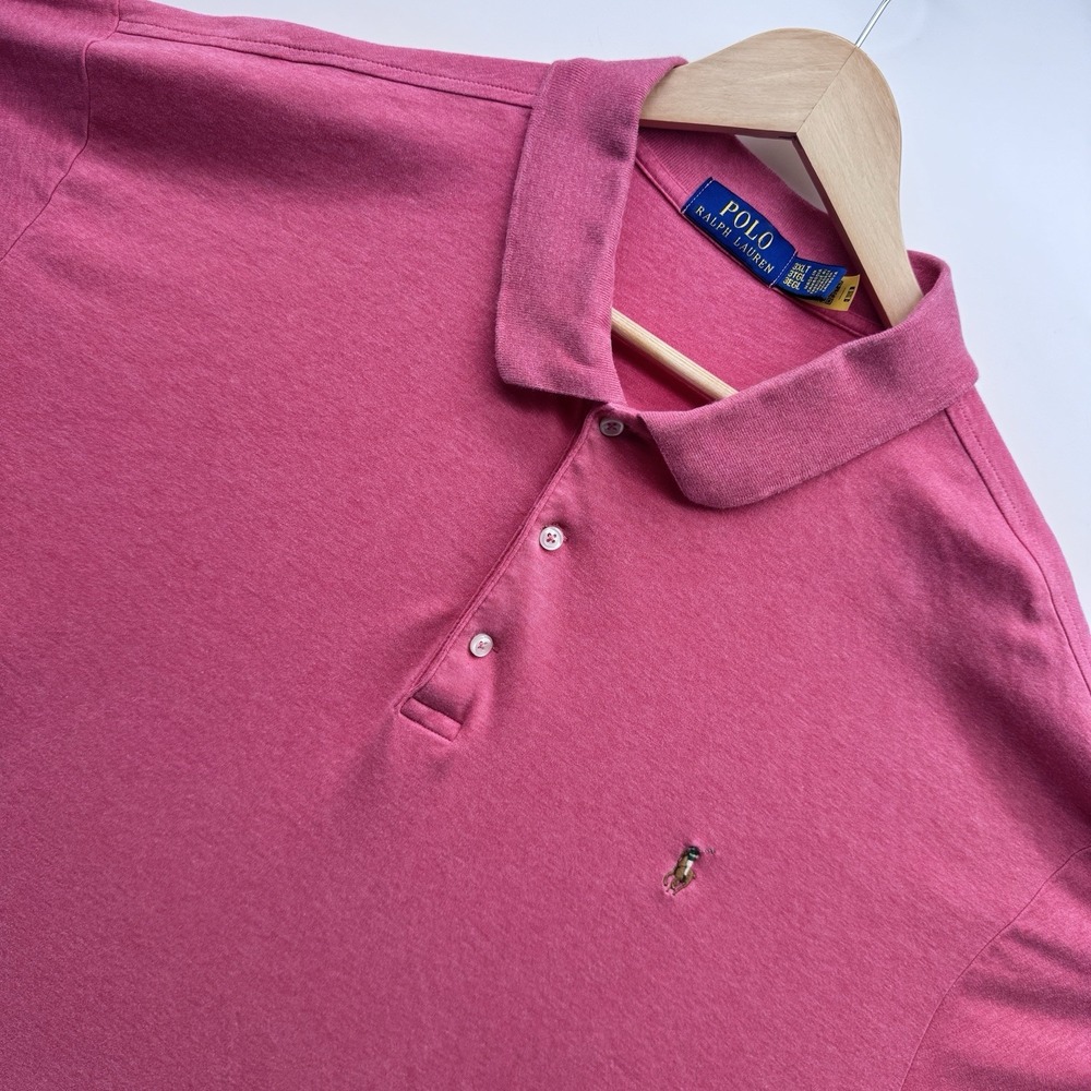 Polo Ralph Lauren Mens 3XL TALL Pink Custom Fit Short Sleeve Classic Pique Polo